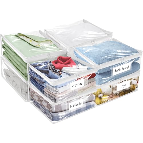 Kikerike Plastic Storage Bags with Easy-Glide Zipper, Pack of 8, Durable Clear Vinyl Zippered Storage Bags for Clothes Sweaters Comforters Blankets Sheets Bedding (21.6 x 13.7 x 12.4 Inch, White) - color: White, size: 21.6 x 13.7 x 12.4 Inch - 8 Pack
