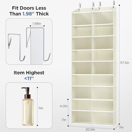 2 Pack 5-Tier Over The Door Organizer with 10 Side Mesh Pockets & Clear Windows, 80 lbs Weight Capacity Hanging Storage for Bathroom, Bedroom, Nursery, Kitchen, Organize Shoes, Diapers(Clear Beige) - color: Clear Beige, size: 2 Pack