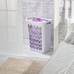 1.8 Bushel Slim Rectangular Laundry Hamper with Through Handles, Space-Saving Plastic Laundry Basket for Narrow Spaces, Ventilated Design, White, 20 x 13.1 x 24 Inches