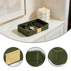 Green Luxury Leather Jewelry Tray - Stylish Desk Accessories & Nightstand Organizer for Holding Jewelry, Watch, Keys, Phone & Wallet (Entryway/Desktop Decor)
