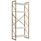 Shintenchi 2 Pieces 5 Tiers Bookshelf, Classically Tall Bookcase Shelf, Industrial Book Rack, Modern Book Holder in Bedroom/Living Room/Home/Office, Storage Rack Shelves for Books/Movies-Gold - color: 2pcs/Gold