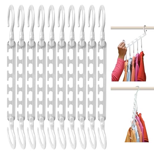 Wonder Hanger Max 10-Pack Space Saving Hangers, Reinforced Hooks Swivels 360°, Cascading Hanger, College Dorms & Storage Closet Organizer, Fully Assembled – White - color: White, size: PACK OF 10
