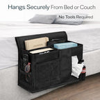 Dependable Industries inc. Essentials 7 Pocket Bedside Caddy Organizer for Bed Couch or Sofa Hanging Storage for Phone Remote Glasses Tissues Magazines Black