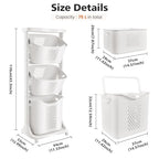 BAOKALER Rolling Laundry Hamper Cart with Wheels, 3 Tier White Laundry Baskets, Clothes Hamper with Portable Storage Baskets for Kitchens, Bathrooms, Bedrooms, Classrooms, Laundry Rooms(75L) - size: 3-layer