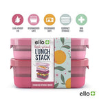 Ello 2-Pack Lunch Stack Plastic Food Storage Container Bento Box with Airtight, Leak-Proof Locking Plastic Lids and Silicone Base, BPA-Free, Freezer, Microwave, and Dishwasher Safe, Guava - color: Guava