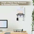 Key Holder Wall Mount, Key Holder With 2 Display Shelf, 3 Hooks for Key, Coat, Dog Leash, Key Hanger with Hook for Mail, Potted Plant, Farmhouse Mail Holder, Entry Way Organizer (White & Black) - color: White & Black
