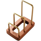 Chopping Board Rack with Wood Base Multi Layer Lid Holder Baking Pan Storage Organiser Cabinet Accessory for Home Kitchen - size: 16.6*10*15.8cm