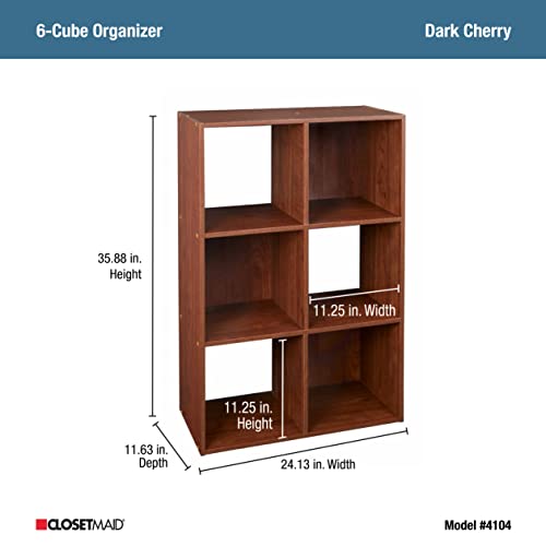 ClosetMaid Cubeicals 6 Cube Storage Shelf Organizer Bookshelf, Stackable, Vertical Or Horizontal, Easy Assembly, Wood, Dark Cherry Finish - color: Dark Cherry, size: 6-Cube
