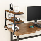 IBUYKE Clamp on Desk Shelf, 22.8” Large Desk Extender Shelves,Tool-Free Flexible Repositioning and Adjustable 2-Tier Storage Shelves for Desktop Accessories Below Desk TMZ010H - color: Brown