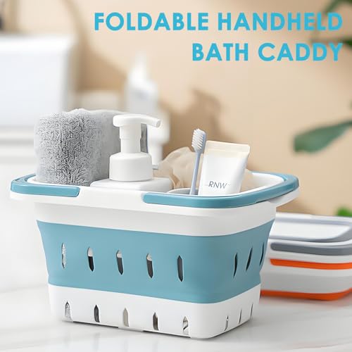 Fammart Portable Shower Caddy Tote – Collapsible Plastic Basket with Handles, Foldable Storage Organizer for Bathroom, Kitchen, College Dorm, Gym, Travel & Camping, Blue - color: Collapsible - Blue