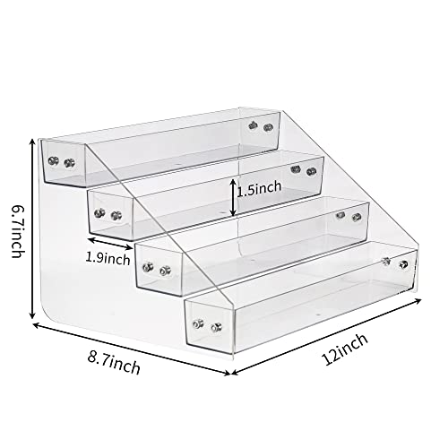 Acrylic Spice Rack, Tiered Spice Rack Shelf Seasoning Organizer for Countertop, Cabinet, Pantry, Kitchen Storage - 4 Tier - color: 1PCS, size: 4Tier