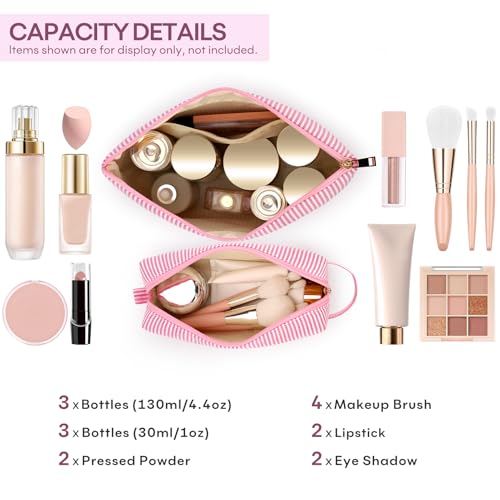 2 PCS Initial Makeup Bags for Women: Cosmetic Bag for Travel Toiletry - Birthday Gifts for 11 12 13 14 15 16 17 18 Years Old Girl Graduation Teacher Gift- Teen Girl Gifts Trendy Stuff - Pink P - color: Pink, style: P