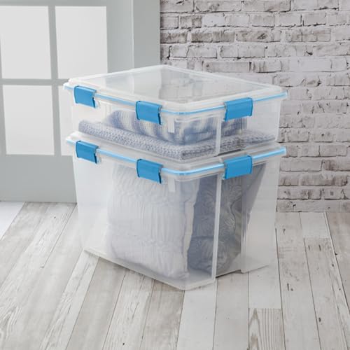 Sterilite 8-Pack Gasket Box, Weather-Resistant Storage Bins with Latching Lids, 37 Quart - Heavy-Duty Organizing Containers for Closet, Bathroom, and Office - size: 37 Quart, style: 8 Pack