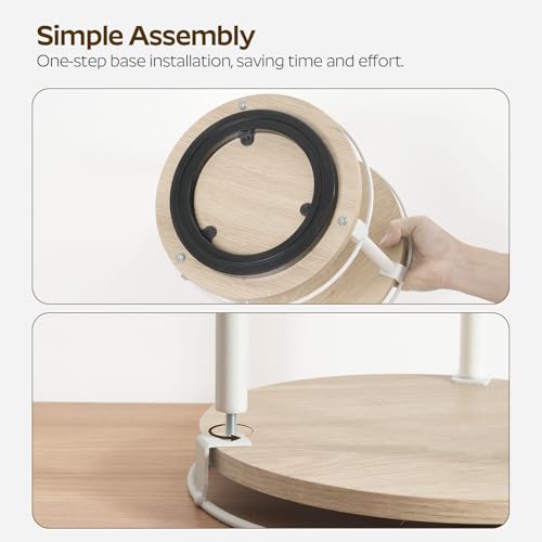 YATINEY Lazy Susan Organizer, Rotating Spice Rack, 2 Tier Spice Turntable Organizer, Industrial Turntable Spice Holder, for Kitchen Countertop, Compact and Versatile, White and Light Oak SR22WG - color: White + Light Oak, size: 10.2"L x 10.2"W x 11"H