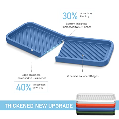 EG-SIPRO Kitchen Sink Organizer Tray,Sponge Holder for Kitchen Sink Bathroom Counter Tray Sponge Caddy Silicone Soap Holder for Soap dispenser, Bottle, Dishwashing Accessories(2-pack) - color: Bblu, size: 9×3.7inch