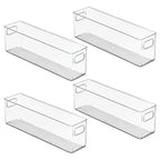 mDesign Plastic Bathroom Storage Container Bins w/ Handles - Closet, Cabinet, Vanity, Cupboard Shelf Organization, Hair Tools Accessory Organizer - Ligne Collection; Clear, 15.4x3.75x4.75 (Pack of 4) - size: 15.4 x 3.75 x 4.75 (Pack of 4)