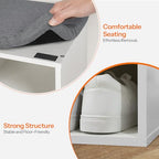 HOOBRO Shoe Storage Bench with Cushion, 39.4" L Entryway Bench with 12 Cubbies, Entryway Hall Tree with Storage, Cubby Shoe Rack Bench with Coat Rack for Hallway, Holds up to 330 lb, White WT112HX01 - color: White + Gray