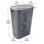 Mind Reader Slim Laundry Hamper with Lid, 60L Clothes Basket, Ventilated Plastic, Gray - color: Gray, size: Single