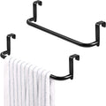 2 Pieces Metal Towel Bar Kitchen Cabinet Steel Towel Rack Bar for Hanging on Inside or Outside of Doors, Home Kitchen Bathroom(Black) - color: Black