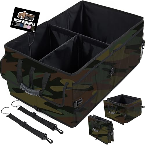 GORILLA GRIP Trunk Organizer for SUV and Cars, Large Capacity Collapsible Car Trunk Storage Organizer, Heavy Duty Car Accessories, Gifts for Mom and Dad, Slip & Water Resistant Multi Compartment, Camo - color: Camo