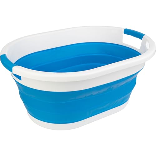 Collapsible Laundry Basket - 39L (10.3-Gallon) Portable Sink - Multipurpose Plastic Bin, Hamper, or Ice Bucket - Camping Essentials by Wakeman Outdoors (Blue) - color: Blue