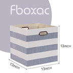 Cube Storage Bins 13×13 Fabric Foldable Box with Handles, Collapsible Organization Basket Set of 4 Large Capacity Drawer for Closet Shelf Cabinet Bookcase Bedroom, Grey-white Stripes - color: Stripes