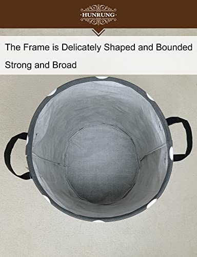 Collapsible Fabric Storage Basket, Waterproof Laundry Hamper with Handles, Round Storage Bin for Clothes Toys, Foldable Organizer for Bedroom Nursery Bathroom(Round-Grey Baseball) - color: Round-Grey Baseball