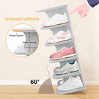 6-Tier Thickening Cubby Shoe Rack, Free Combination Shoe Organizer for Closet, Free Standing Shoe Tower, Stackable Space-Saving Adjustable Shoe Storage Shelf, Grey - color: Grey