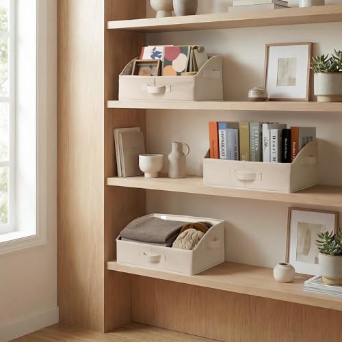 GRANNY SAYS Closet Shelf Baskets, Storage for Purses, Trapezoid Closet Storage Bins, Closet Organizers and Storage for Shelves, Clothes, Toys, Towels, Khaki, 3-Pack - color: Khaki, size: 16½"L x 11"W x 7¾"H