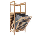 3-Tier Organizer Storage Shelf with Bamboo Frame and Pull Out Fabric Baskets Storage Drawers Unit,Laundry Towel Hamper Cabinet Tower Three Part Compartment Sorter Basket (2-Tier,Style 1) - style: 2-Tier,Style 1