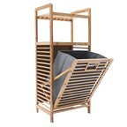 3-Tier Organizer Storage Shelf with Bamboo Frame and Pull Out Fabric Baskets Storage Drawers Unit,Laundry Towel Hamper Cabinet Tower Three Part Compartment Sorter Basket (2-Tier,Style 1) - style: 2-Tier,Style 1