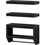 QEEIG Bathroom Floating Shelves for Wall - Shelf Over Toilet Paper Storage Farmhouse 16 inch Set of 3, Black (028-40B3) - color: Black