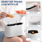 LTWQLing Mini Trash Can with Lid - Removable Small Garbage Can, Tiny Plastic Trash Bin, Pop Up Countertop Wastebasket, Counter Garbage Lint Bin for Bathroom,Office,Kitchen,Desk,Coffee Table(White) - color: White
