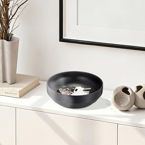 Key Holder Bowl for Entryway Table Round Catchall Bowl for Coin Fruit Holder Decorative Serving Bowl for Coffee Table Kitchen Counter, 7.4 Inches - color: Black, size: 7.4 Inches