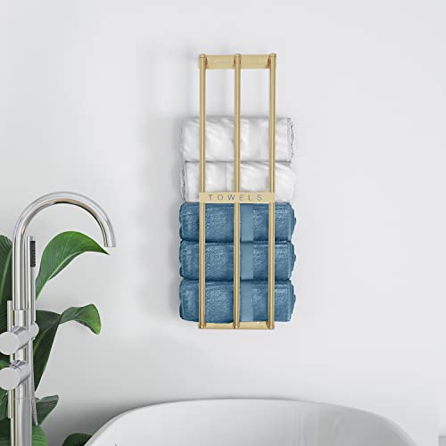 Bathroom Towel Storage, Bethom Wall Towel Rack for Rolled Towels, Bath Towel Holder Wall 30 Inch, Towel Racks Wall Mounted for Small Bathroom, Gold - color: Gold - Standard