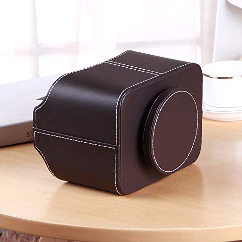 PUSU Remote Control Holder PU Leather 360 Degrees Rotatable Desktop Supply Organizer Storage Box for Controllers Media Stationery Nightstand TV Caddy E-reader iPad Phone Pen/Pencil Cosmetic(Brown) - color: A Brown