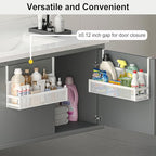 Hanging Desktop Baskets Fine Mesh Wire Storage Basket Over Cabinet Door Organizer No Drilling Required for Kitchen Bathroom Office, 1 Small, 1 Large. - size: Small + Large