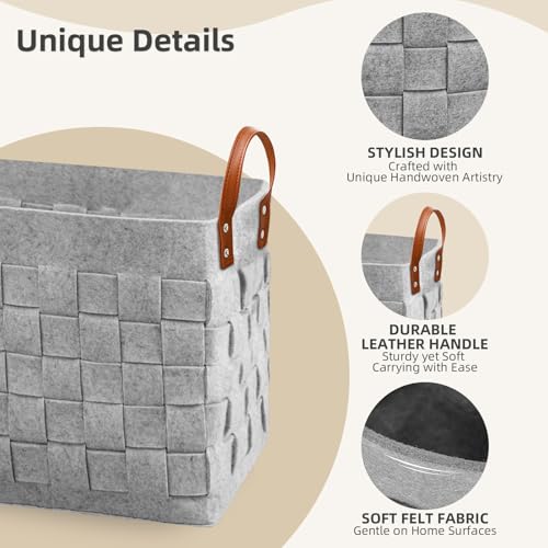 boldmonkey Blankets Basket 16.5 " x13 x13 , Large Storage Baskets for Organizing Rectangular, Living Room Dog Toy Bin for Dirty Clothes, Pillows, Towel-Light Gray - color: Light Gray