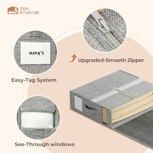 6Pack Sheet Organizers and Storage - King/Queen Size Sheet Storage Organizer with Window, Foldable & Dustproof Sheet Organizer for Linen Closet for Summer Blankets & Sheet Sets,Grey - color: Grey, size: 6 Pack