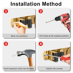 Mop Broom Holder Wall Mount, 2 Packs Gold Stainless Steel Tool Storage Organizer for Kitchen Garden Garage Laundry Room Bathroom and RV with 4 Slots 6 Hooks - color: Gold-2 Pack