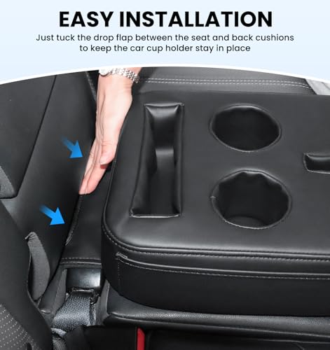 Back Seat Cup Holder for Car, PU Leather Couch Sofa Bed Boat Cup Holder Tray, Organizer for Trucks, Minivans, SUVs, RVs, Vehicles, Holds Drinks, Remote, Snacks, with Side Pockets - color: Side Pockets