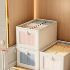 Drawer Organizer Box, Foldable Storage Bin with Clear Window, Clothing Storage for Bedroom Closet Socks and underwear Dividers, White
