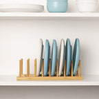 HBlife 2pcs Bamboo Dish Plate Bowl Cup Book Pot Lid Cutting Board Drying Rack Stand Drainer Storage Holder Organizer Kitchen Cabinet（Keep Dry） - color: Bamboo 8 Slots 2pcs