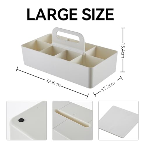 Bathroom Makeup organizer Countertop with Handle,Skincare Organizer Caddy for Vanity,Storage Box with Handle,Large Cosmetic Display case for Dresser,Large Size - color: M2(White+Blue)