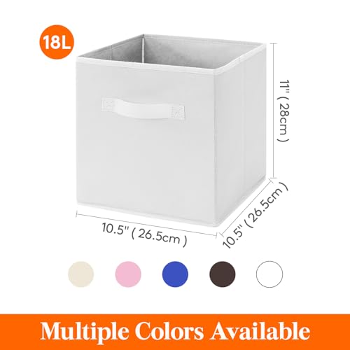 Lifewit Storage Cubes, Foldable Decorative Fabric Storage Baskets for Organizing Home Organizers with Handles for Shelves, Closet, 11 Inch Bins, 18L White, 12 Packs - color: White, size: 12pcs-11INCH