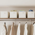 Large Collapsible Fabric Storage Bins with Lids (2-Pack) - 17.5x12x11.5 Inch Cotton Linen Organizers, Foldable Closet & Bedroom Storage Baskets with Handles, Off-White - size: XL