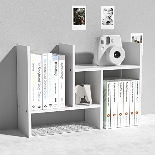 MASAKA B&W - Kawaii Storage Desktop Organizer for Your Desk Space, Double H Plants Display Shelf, Home Office Storage Rack Adjustable Stackable for Office, Dormitory (White*01) - color: White*01