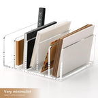 SANRUI Acrylic Mail Organizer, 5 Compartments File Holder for Desk, Letter Sorter with Pen Holder, Clear Countertop Document Sorter for Notebooks, Bills & Eyeshadow Palettes - style: 5 Sections with Pen Holder