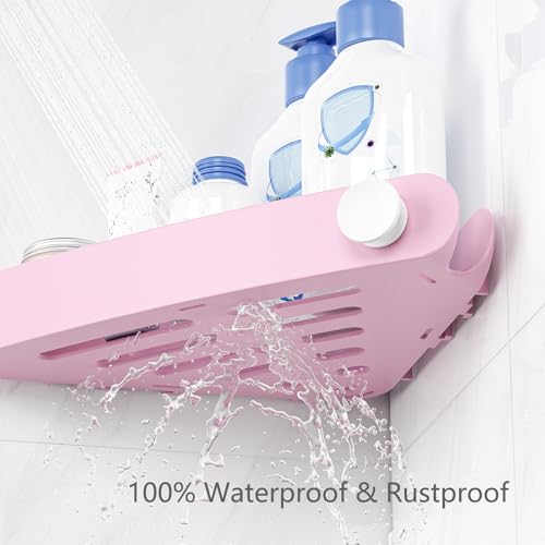 Sotfamily Plastic Shower Caddy Corner (For 90° Only), 4 Pack Adhesive Corner Shower Shelves for Bathroom Organizers and Storage, Pink - color: Pink, size: 4 Pack