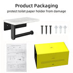 Gypie Marble Toilet Paper Holder with Shelf, 304 Stainless Steel Screw Wall Mounted, Tissue Roll Holder for Bathroom Washroom Matte Black - color: Black, size: 1 Roll